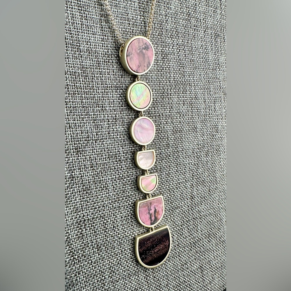 Kendra Scott Rare Pink Mix Luna Long Pendant Necklace